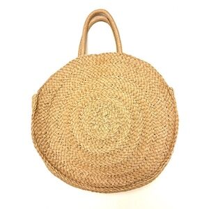 Time and Tru Women's Circle Straw Tote Bag Natural